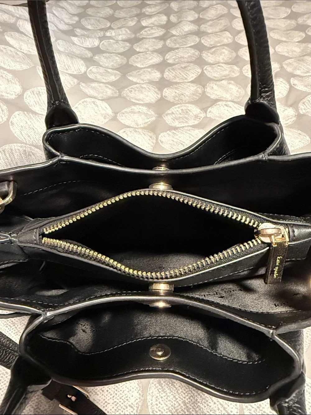 kate spade Black Pebbled Leather Satchel with Shoulder Strap